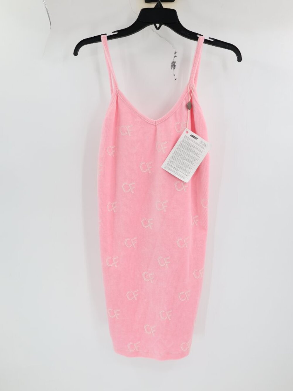 NWT Chiara Ferragni Dress Women Medium Strap Chenille CF Pattern Pink velvet